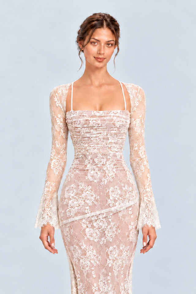 Léorine Lace Corset Maxi Dress with Shrug - White_-_selmori.com_-_07