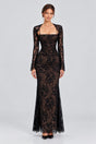 Léorine Lace Corset Maxi Dress with Shrug - Black - selmori.com - 01