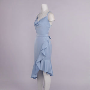 Amulette Cowl Neck Ruffle Midi Dress