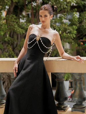 Selmori Claribel Strapless Midi Dress Black