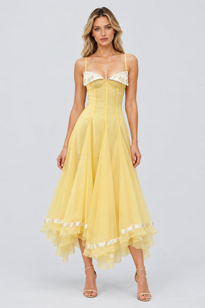 Marceline Scalloped-Embroidered Corset Handkerchief Midi Dress - Yellow_-_selmori.com_-_01