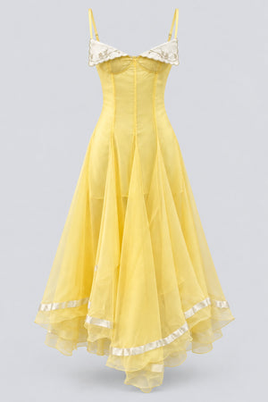Marceline Scalloped-Embroidered Corset Handkerchief Midi Dress - Yellow_-_selmori.com_-_03