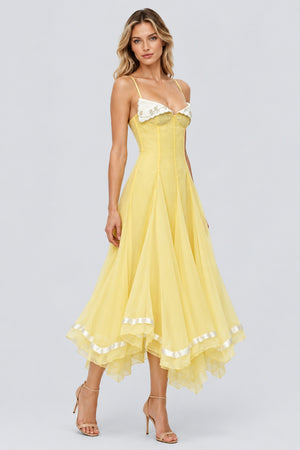 Marceline Scalloped-Embroidered Corset Handkerchief Midi Dress - Yellow_-_selmori.com_-_06