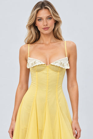 Marceline Scalloped-Embroidered Corset Handkerchief Midi Dress - Yellow_-_selmori.com_-_07
