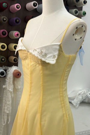 Marceline Scalloped-Embroidered Corset Handkerchief Midi Dress - Yellow_-_selmori.com_-_08