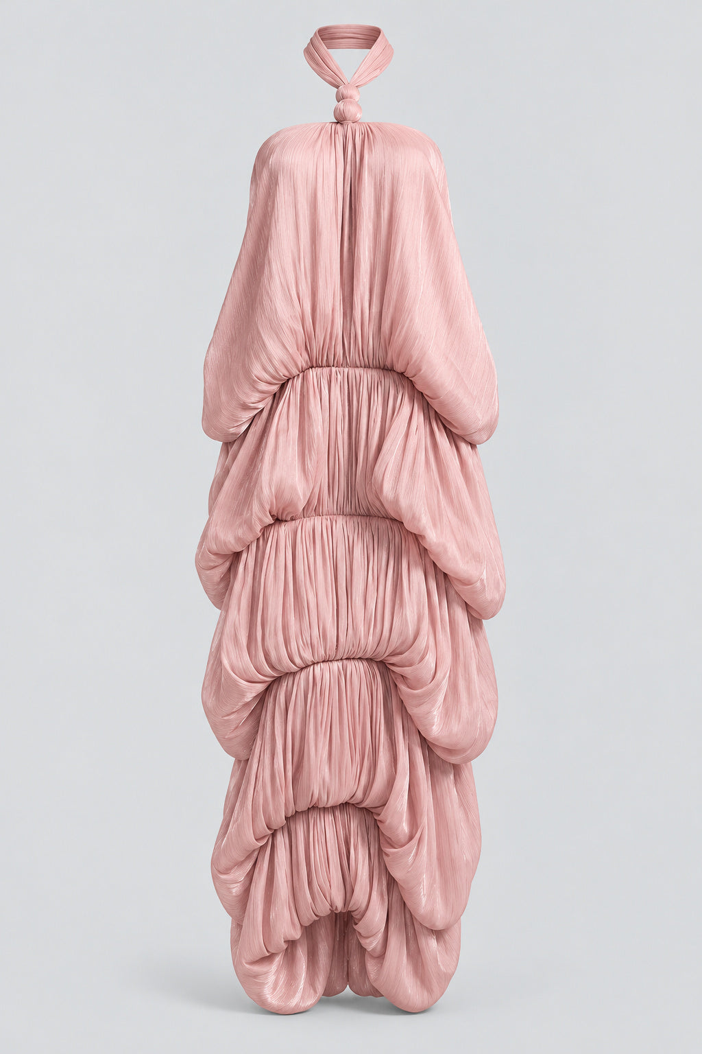 Melisandre Halterneck Draped Bubble Maxi Dress - Pink_-_selmori.com_-_03