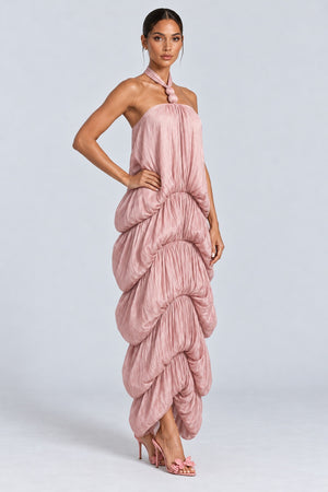 Melisandre Halterneck Draped Bubble Maxi Dress - Pink_-_selmori.com_-_06