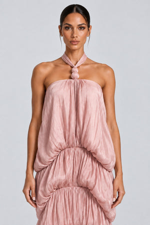 Melisandre Halterneck Draped Bubble Maxi Dress - Pink_-_selmori.com_-_07
