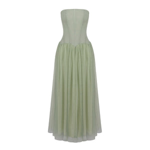 Émotion Strapless Pleated Corset Maxi Dress