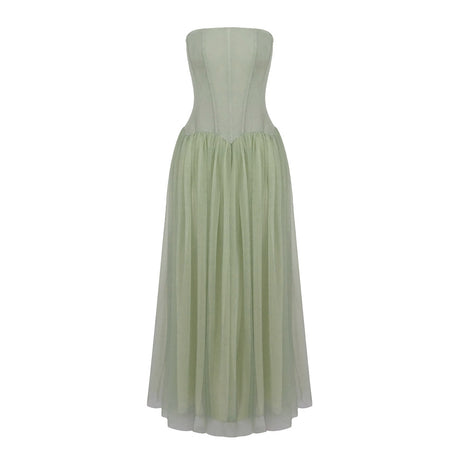 Émotion Strapless Pleated Corset Maxi Dress