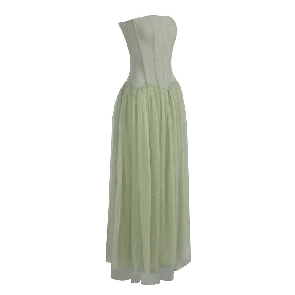 Émotion Strapless Pleated Corset Maxi Dress