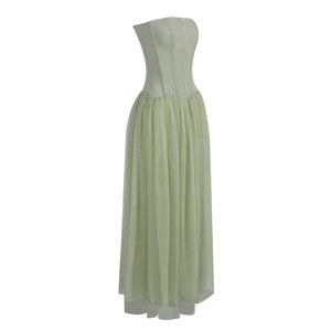 Émotion Strapless Pleated Corset Maxi Dress