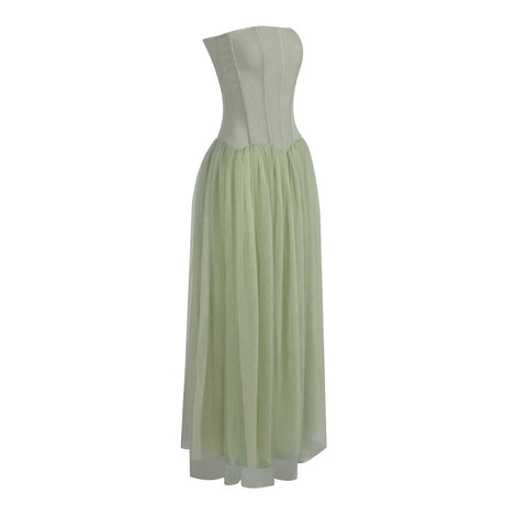 Émotion Strapless Pleated Corset Maxi Dress