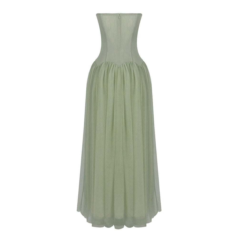 Émotion Strapless Pleated Corset Maxi Dress