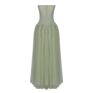 Émotion Strapless Pleated Corset Maxi Dress