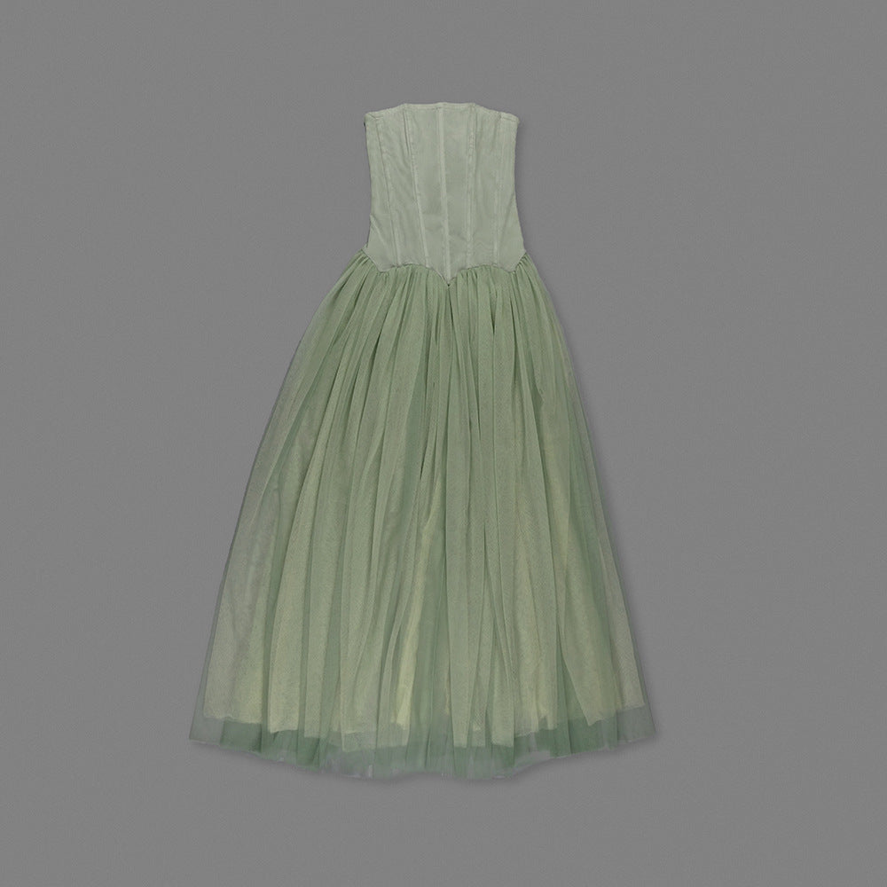 Émotion Strapless Pleated Corset Maxi Dress