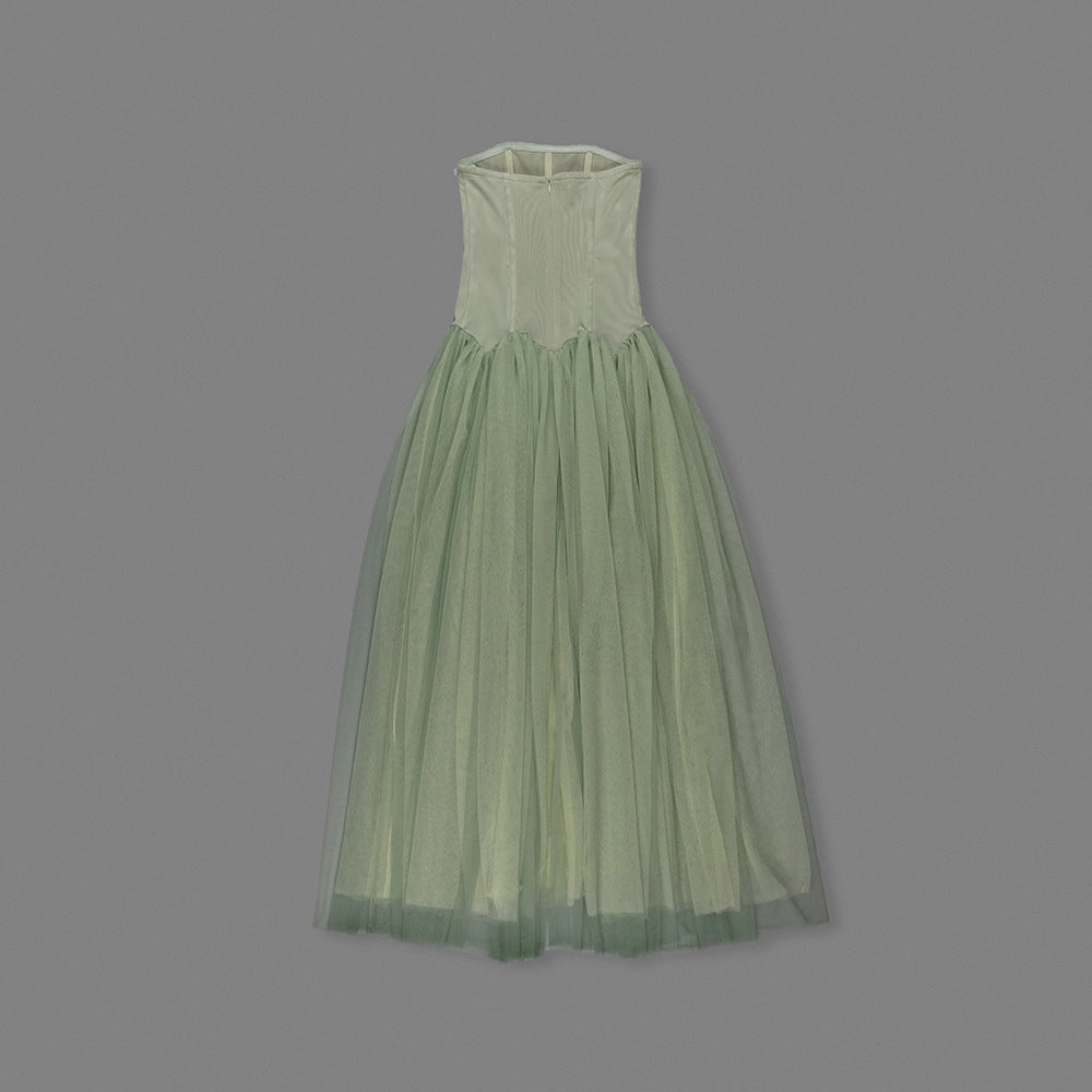 Émotion Strapless Pleated Corset Maxi Dress