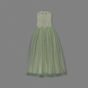 Émotion Strapless Pleated Corset Maxi Dress