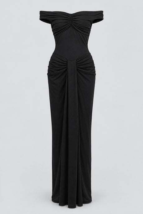 Noctuelle Off-Shoulder Ruched Maxi Dress - Black_-_selmori.com_-_03
