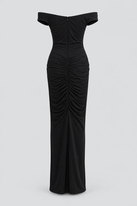 Noctuelle Off-Shoulder Ruched Maxi Dress - Black_-_selmori.com_-_04