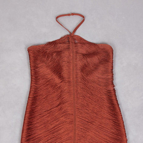 Selmori Jade Ruched Halter Neck Maxi Dress