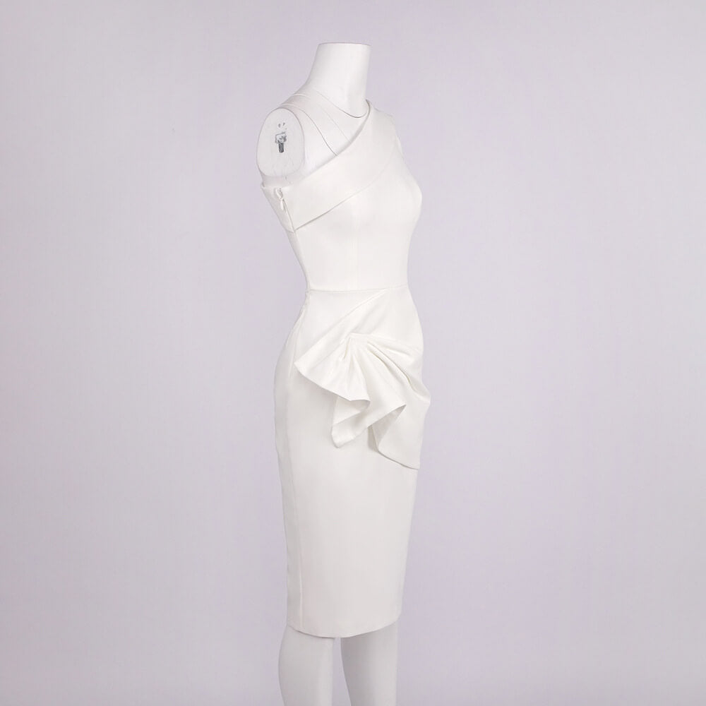 Lucie One Shoulder Draped Midi Dress