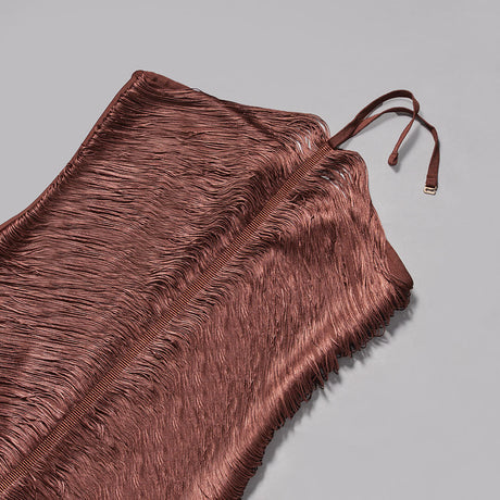 Selmori Jade Ruched Halter Neck Maxi Dress