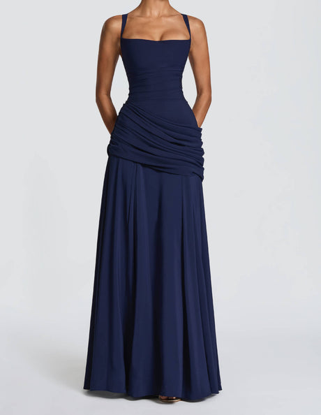Victoire Square Neck Elegant Maxi Dress