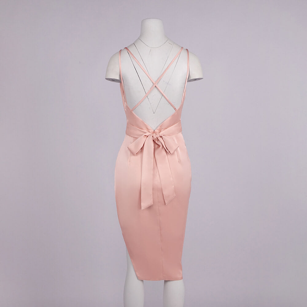 Joséphine Cowl Neck Satin Midi Dress