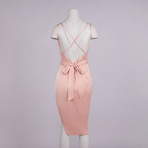 Joséphine Cowl Neck Satin Midi Dress