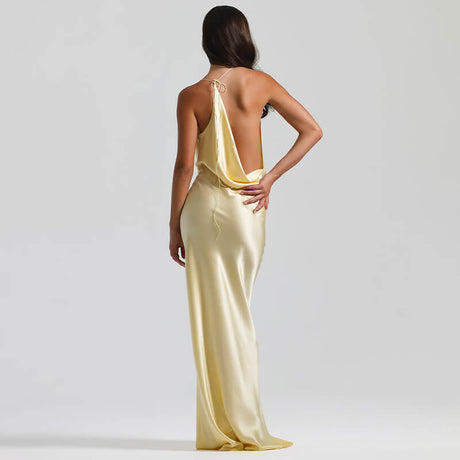 Frisson Satin Cowl Neck Slip Maxi Dress