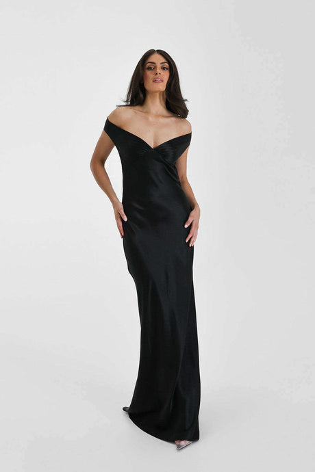 Félicité Satin Off-Shoulder Maxi Dress