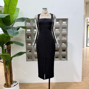 Malaury Square Neck Sleeveless Midi Dress