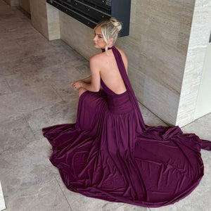 Fascination Halter Neck Ruched Waist Maxi Dress