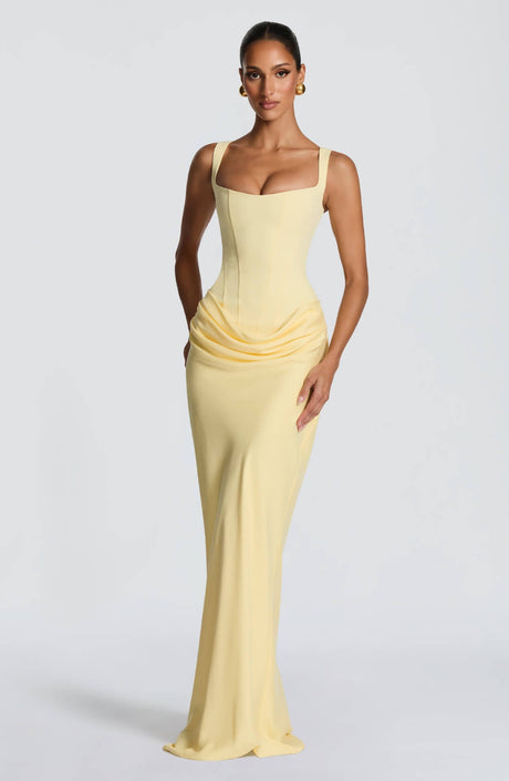 Selmori Hortense Sleeveless Square Neck Maxi Dress Yellow