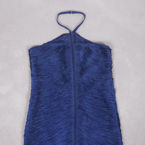 Selmori Jade Ruched Halter Neck Maxi Dress