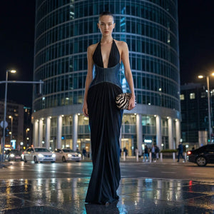 Diane Halter Corset Maxi Dress