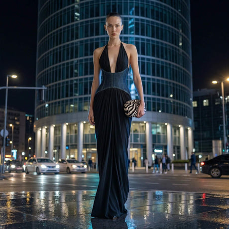 Diane Halter Corset Maxi Dress