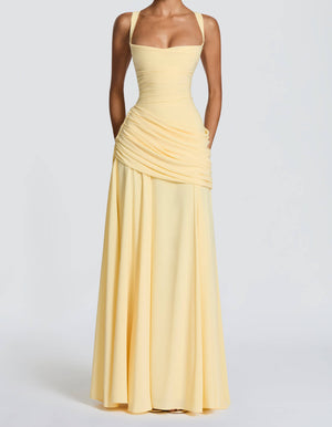 Victoire Square Neck Elegant Maxi Dress