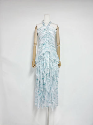 Selmori Mila Ruffle Halter Maxi Dress