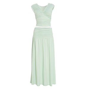 Aurore V Neck Ruched Maxi Dress Set