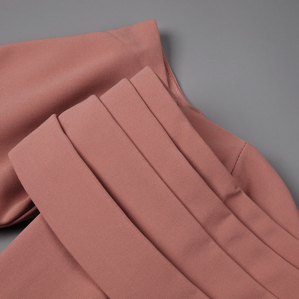 Élégance Off Shoulder Long Sleeve Midi Dress