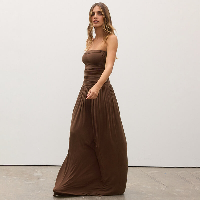 Élisa Strapless Ruched Maxi Dress