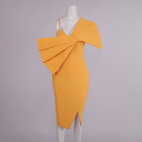 Solène One Shoulder Slit Midi Dress