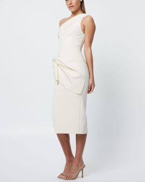 Lucie One Shoulder Draped Midi Dress