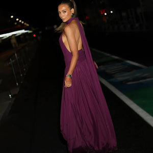 Fascination Halter Neck Ruched Waist Maxi Dress