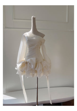 Éden One Shoulder Ruched Mini Dress