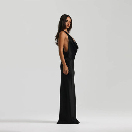 Frisson Satin Cowl Neck Slip Maxi Dress