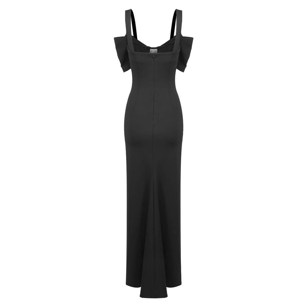Éclatante Corset High Slit Mesh Maxi Dress