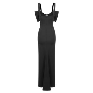 Éclatante Corset High Slit Mesh Maxi Dress